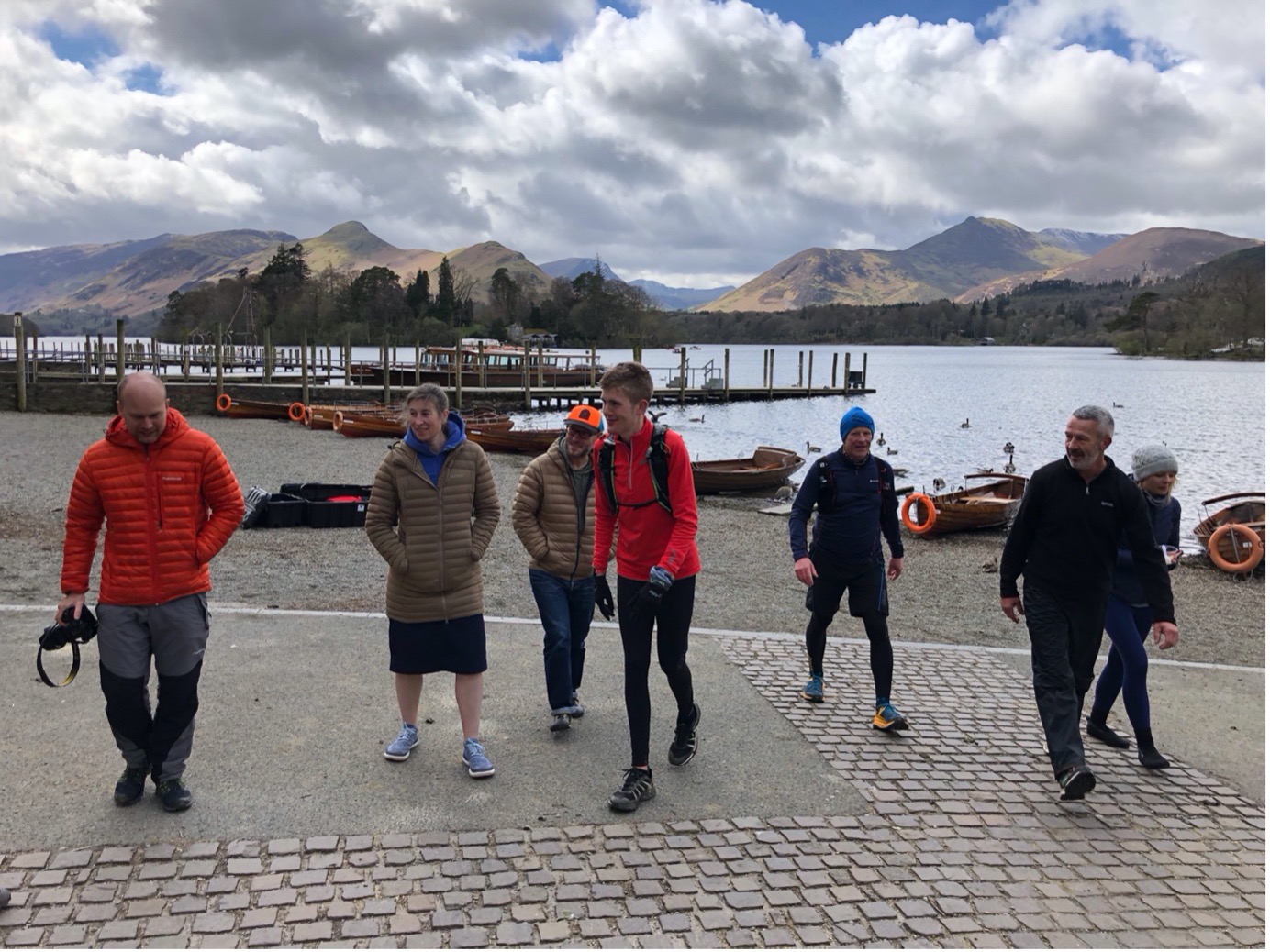 Staniforth and colleagues in front of a lake