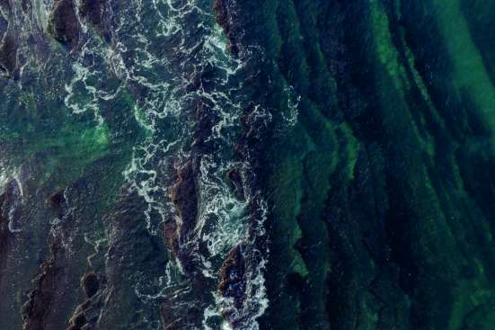 Aerial image of waves in the sea