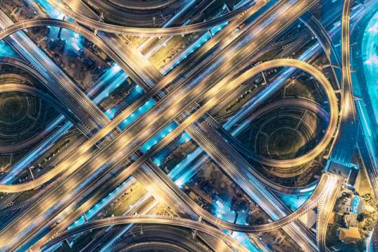 Aerial view of a highway