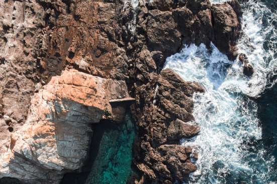 Waves breaking on the rocks