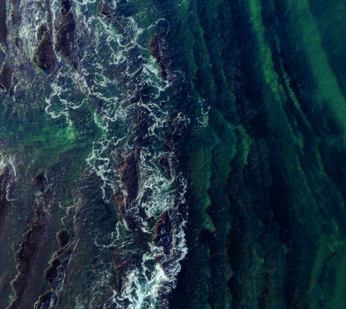 Aerial image of waves in the sea