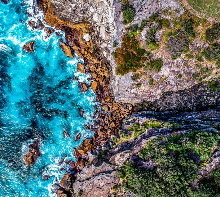 Turquoise ocean and land