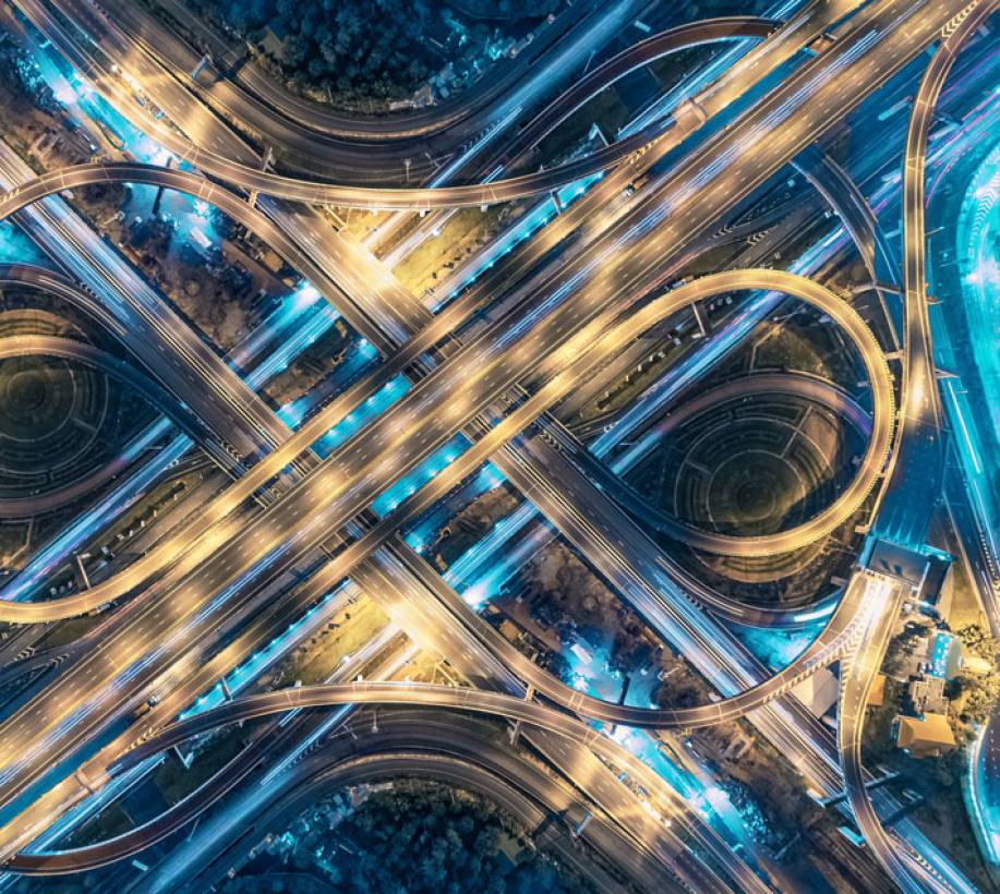 Aerial view of a highway