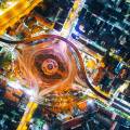 Aerial image of city at night