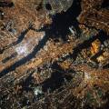 Aerial view of a city at night